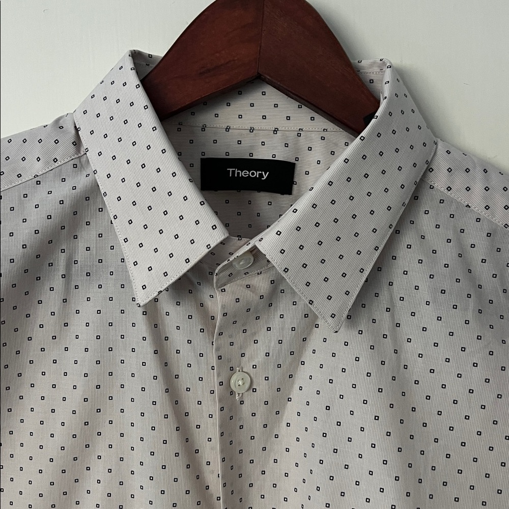 Theory slim fit button up, zagros style, Cedrick print- 15R/ M